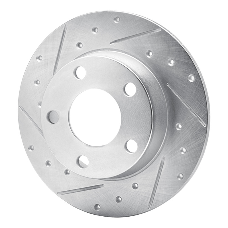 Audi A6 Brake Rotor (1) - Rear Left - R1 Concepts - Drilled & Slotted - Silver - `99-`05